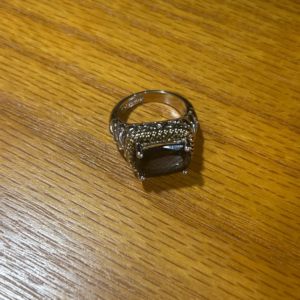 Lia Sophia Silver Ring with Smoky Gray Stone